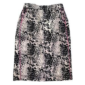 J.CREW Women's Animal Print Pencil Skirt Sz 10 Linen Blend Lined Knee Length